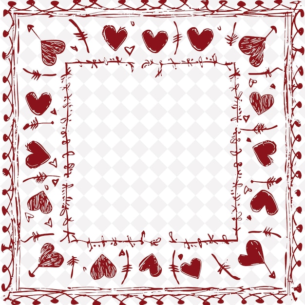 PSD a white square with hearts and hearts on it