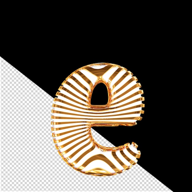 White symbol with gold ultra thin horizontal straps letter e