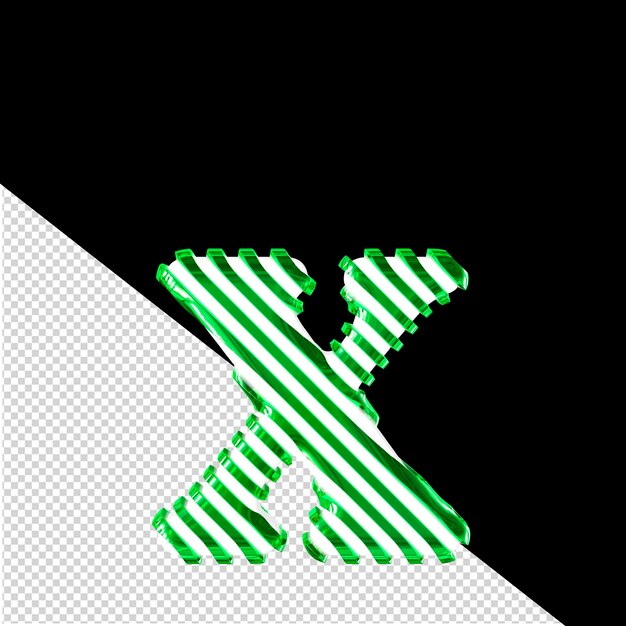 PSD white symbol with green diagonal ultra thin straps letter x