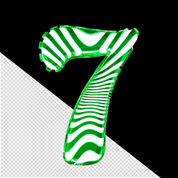 White symbol with green ultra thin horizontal straps number 7