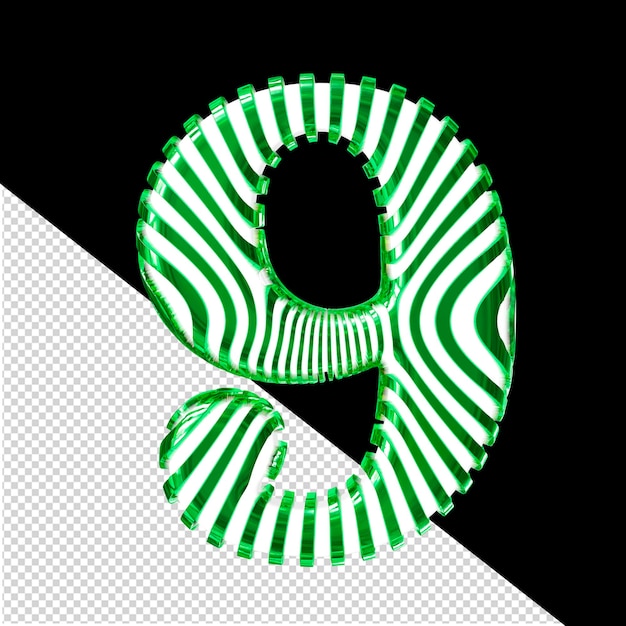 White symbol with green vertical ultrathin straps number 9