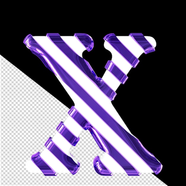 PSD white symbol with thin purple diagonal straps letter x