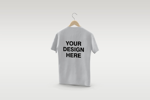 White t-shirt on hanger mockup design isolated isolated