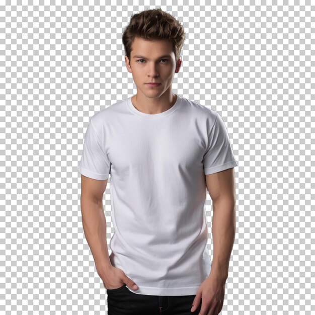 PSD white t shirt mockup with transparent background