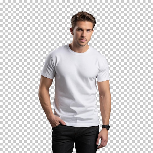 PSD white t shirt mockup with transparent background