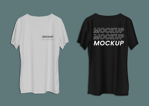 PSD white t-shirt model front and back view mockup