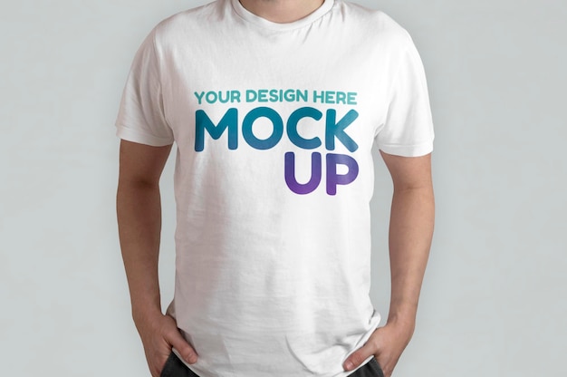 White T-Shirt Model Front View Mockup