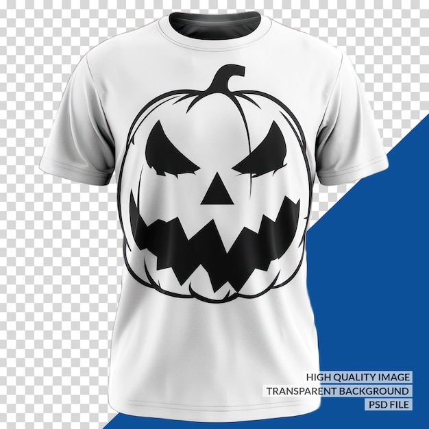 PSD a white t - shirt with a black outline of a pumpkin on it