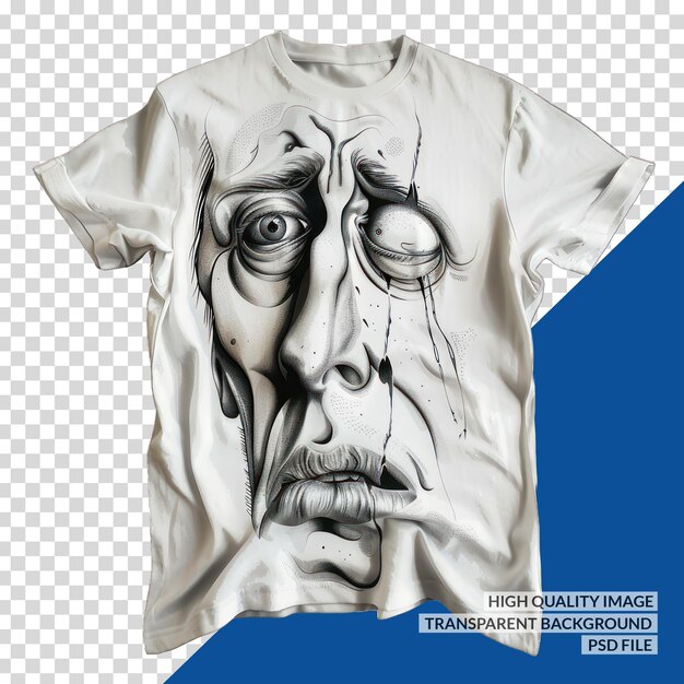 PSD a white t shirt with a drawing of a face on it