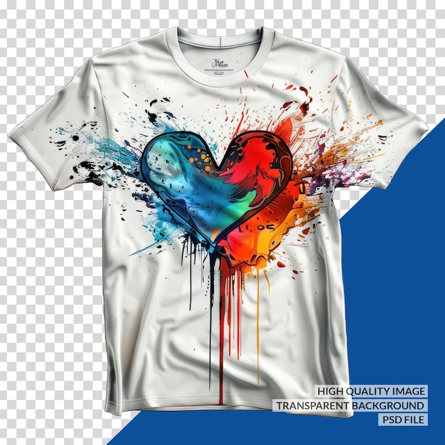 PSD a white t shirt with a heart on it