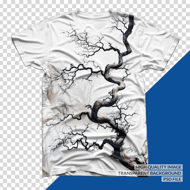 PSD a white t shirt with a picture of a tree on it