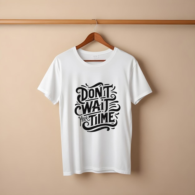 a white t - shirt with the words dont wait time