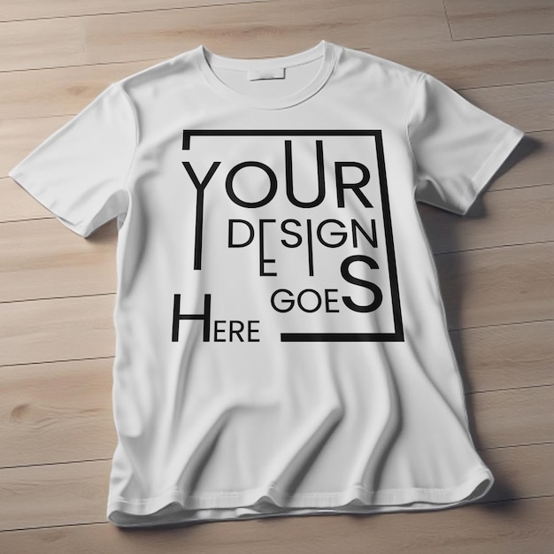 PSD a white t shirt with the words your design go