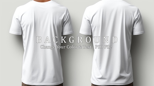 white tee t shirt round neck front back and side view