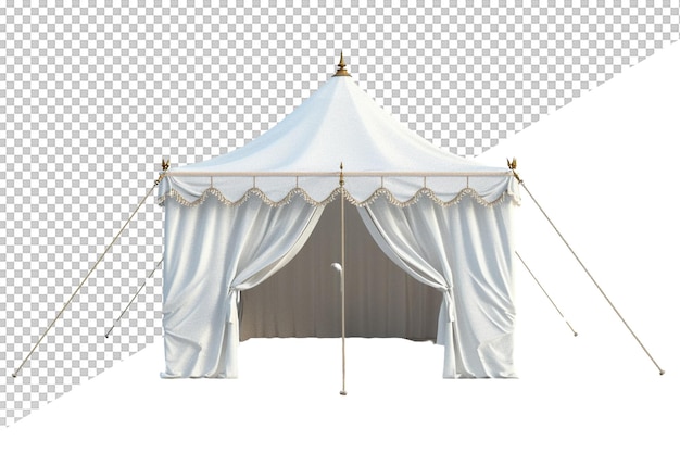 a white tent with a transparent cover and a grid that says the top