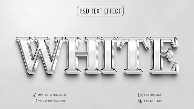 PSD white text effect with a white background in 3d style