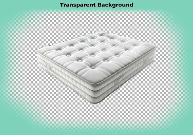 White thick mattress isolated on transparent background