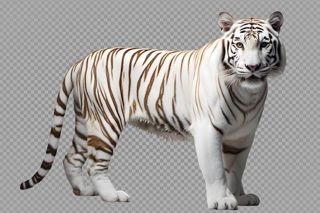 white tiger isolated on transparent background white tiger side view cut out generative ai