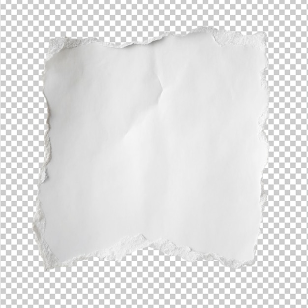 white torn or ripped paper sheet on transparent background