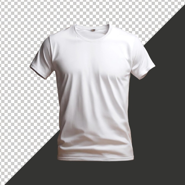 PSD white tshirt mockup front side view with transparent background