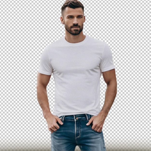 White TShirt Model Back View isolated on transparent background