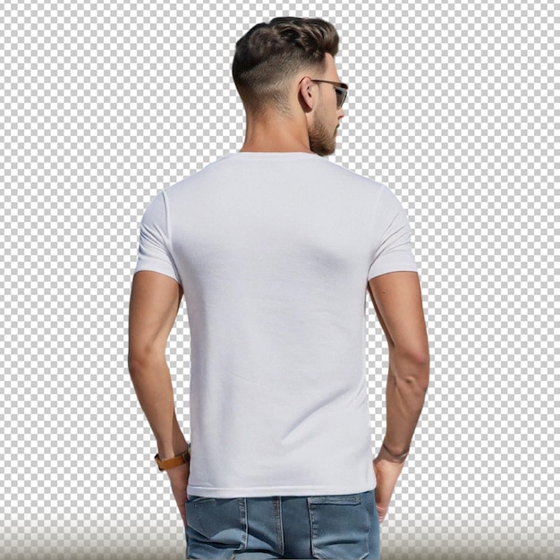 White TShirt Model Back View isolated on transparent background