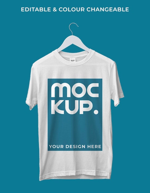 white tshirt psd mockup with editable and color changing tshirt