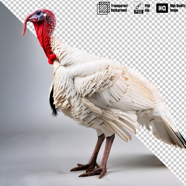 PSD white turkey full body on transparent background