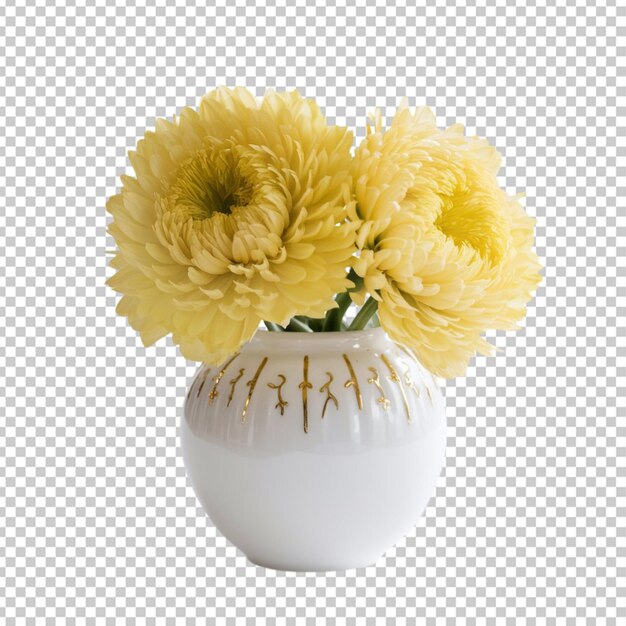 PSD white vase with yellow flower isolated