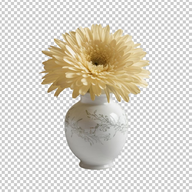 PSD white vase with yellow flower isolated