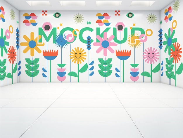 White walls mural mockup