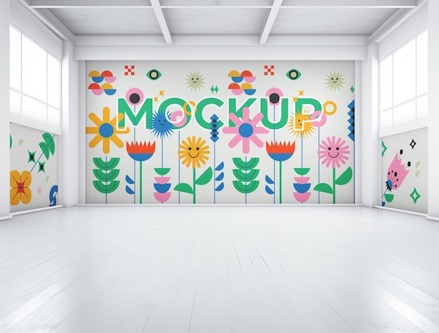 White walls mural mockup