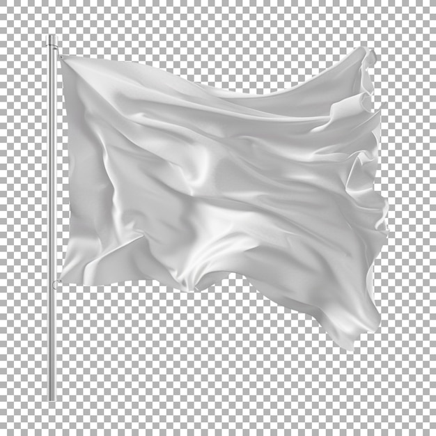 PSD white waving flag on transparent background ai generated