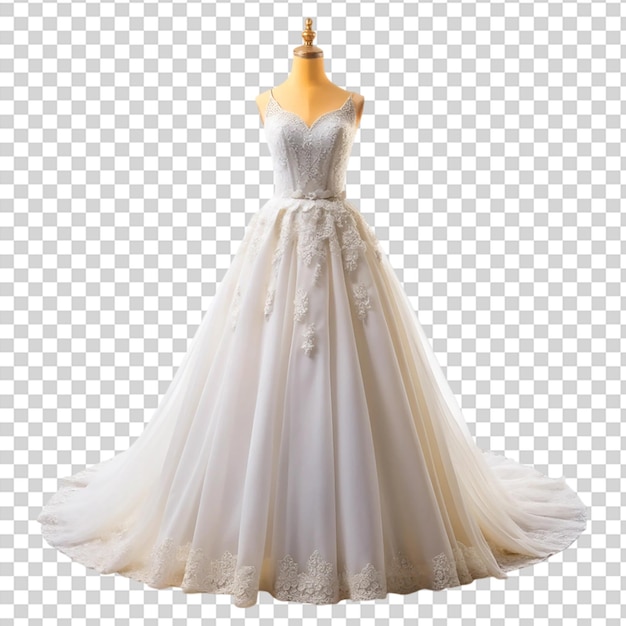 PSD a white wedding dress on a mannequin on transparent background