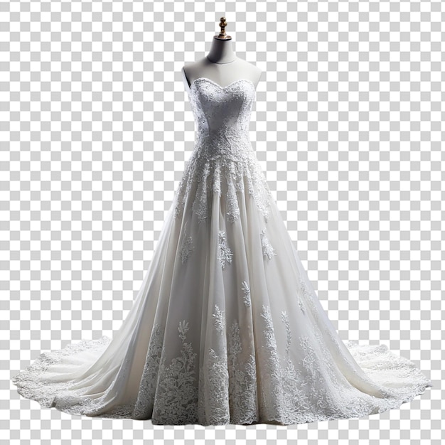 PSD a white wedding dress on a mannequin on transparent background