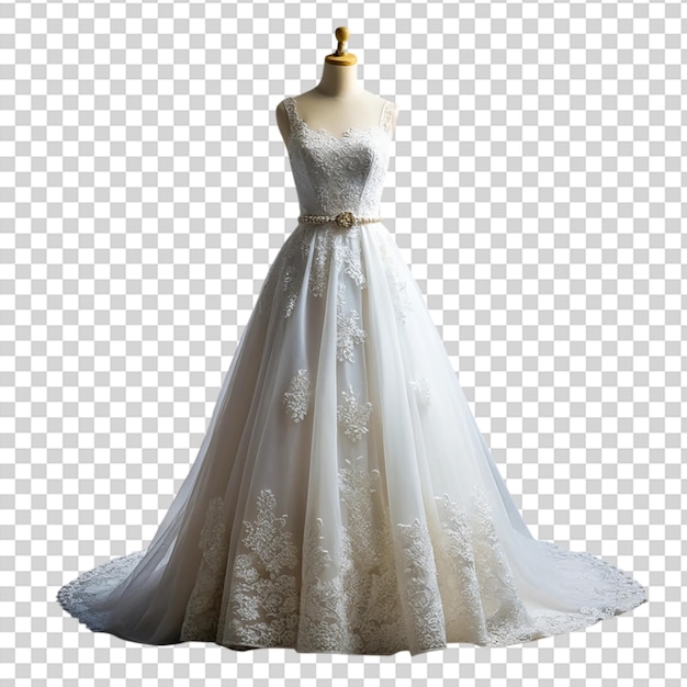 PSD a white wedding dress on a mannequin on transparent background