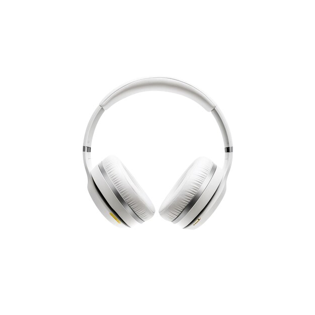 PSD white wireless headphones isolated on white background