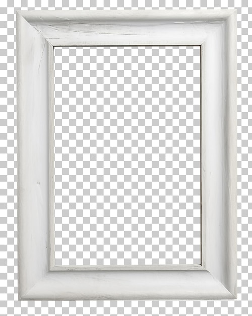 White wooden picture frame isolated on transparent background png psd