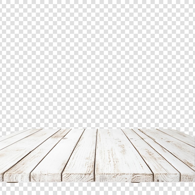 PSD a white wooden table with a transparent background