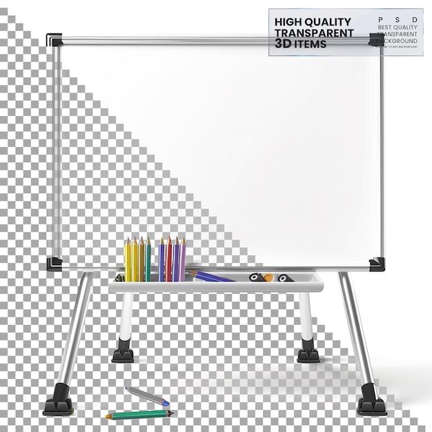 PSD whiteboard a magnetic whiteboard with dry erase surface on transparent background