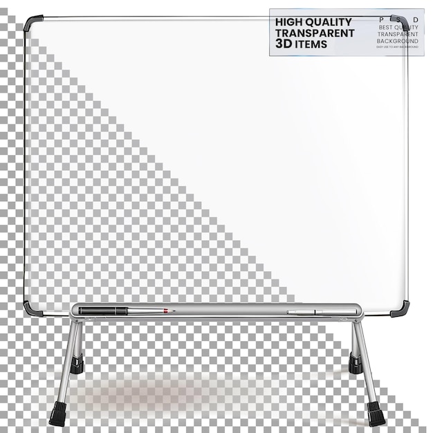 PSD whiteboard a magnetic whiteboard with dry erase surface on transparent background