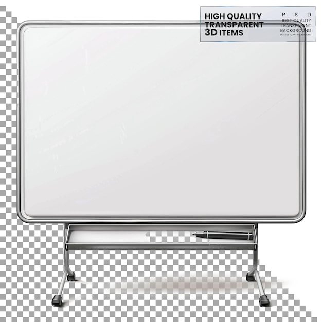 PSD whiteboard a magnetic whiteboard with dry erase surface on transparent background