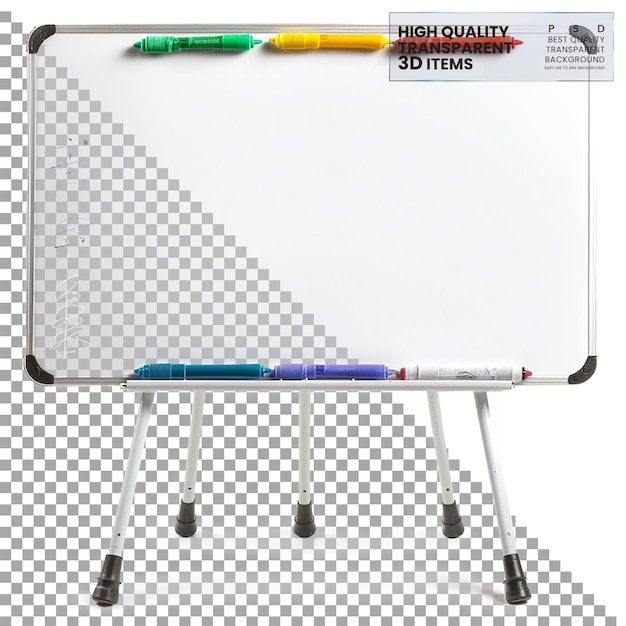 PSD whiteboard a magnetic whiteboard with dry erase surface on transparent background