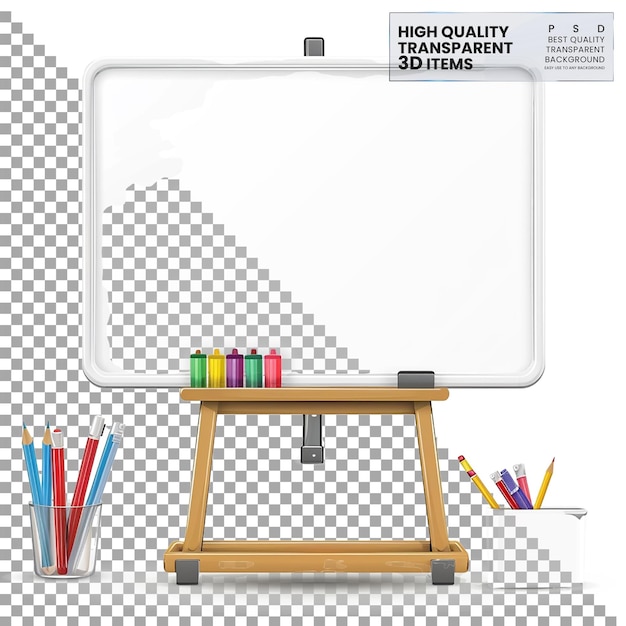 PSD whiteboard a magnetic whiteboard with dry erase surface on transparent background