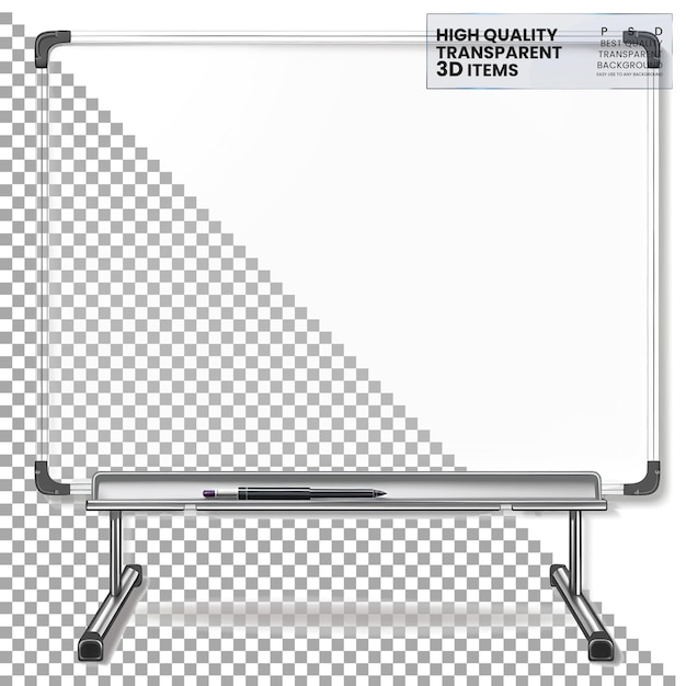 PSD whiteboard a magnetic whiteboard with dry erase surface on transparent background