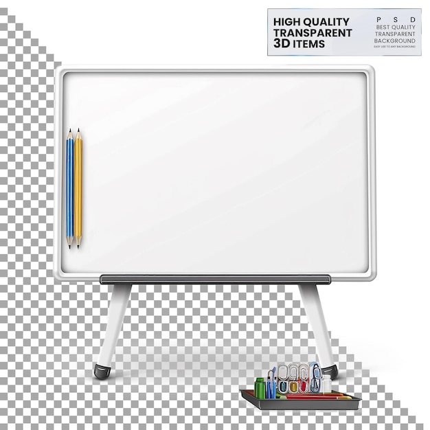 PSD whiteboard a magnetic whiteboard with dry erase surface on transparent background