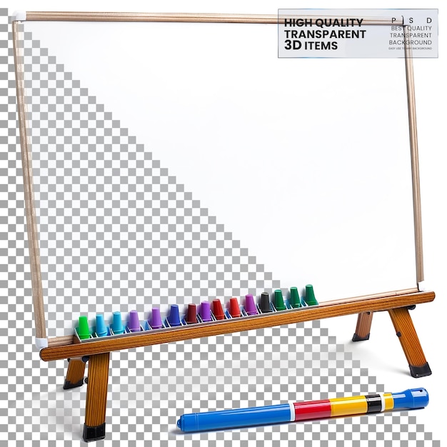 PSD whiteboard a magnetic whiteboard with dry erase surface on transparent background