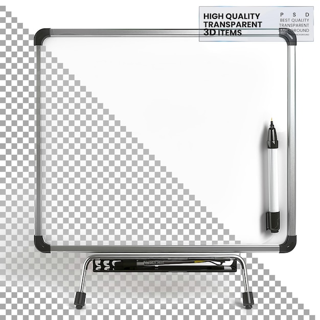 PSD whiteboard a magnetic whiteboard with dry erase surface on transparent background