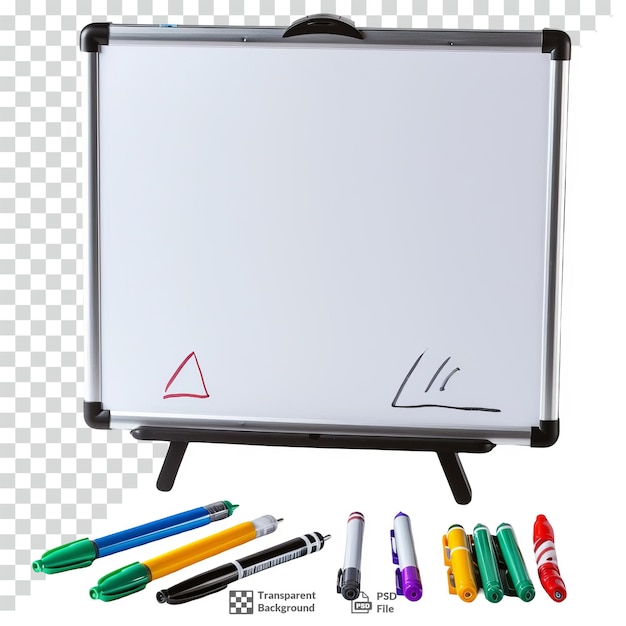 PSD whiteboard and markers transparent background