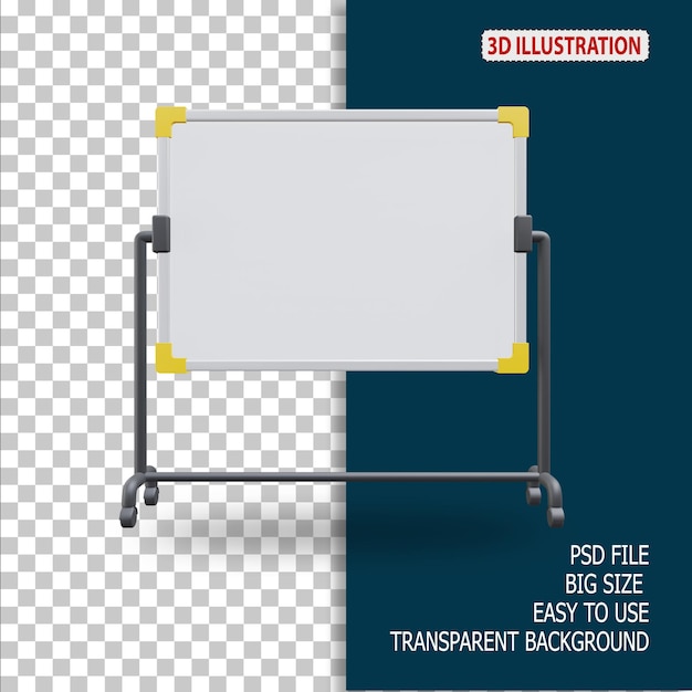 PSD whiteboard office 3d icon illustration with transparent background